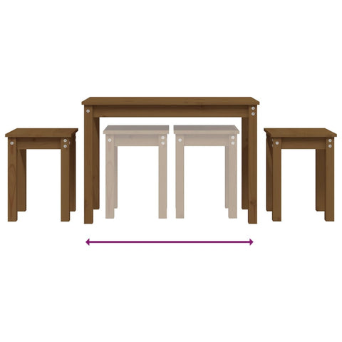 vidaXL Nesting Tables 3 pcs Honey Brown Solid Wood Pine