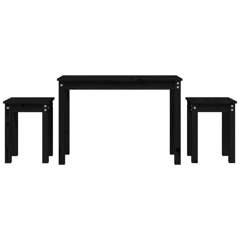 vidaXL Nesting Tables 3 pcs Black Solid Wood Pine