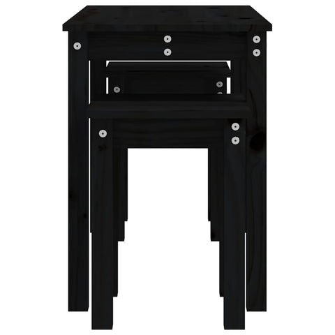 vidaXL Nesting Tables 3 pcs Black Solid Wood Pine