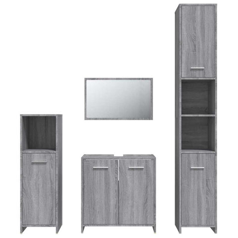 vidaXL 4 Piece Bathroom Furniture Set Grey Sonoma Engineered Wood