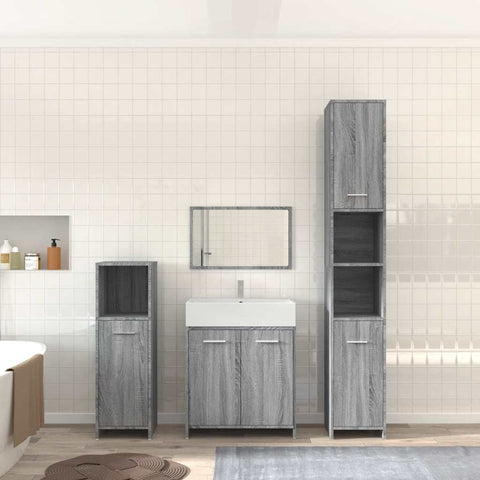 vidaXL 4 Piece Bathroom Furniture Set Grey Sonoma Engineered Wood