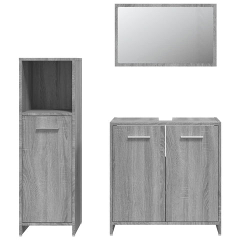 vidaXL 3 Piece Bathroom Furniture Set Grey Sonoma Engineered Wood