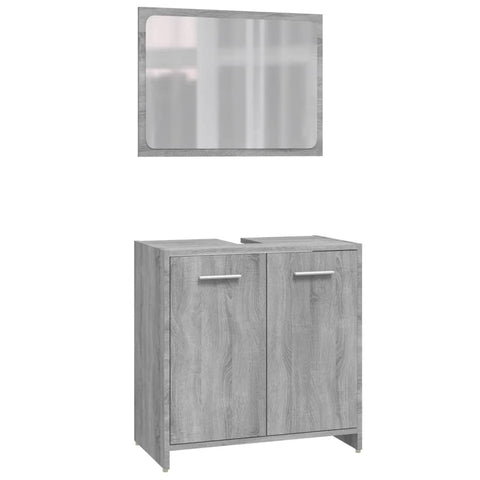 vidaXL 3 Piece Bathroom Furniture Set Grey Sonoma Engineered Wood