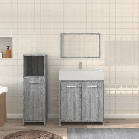 vidaXL 3 Piece Bathroom Furniture Set Grey Sonoma Engineered Wood
