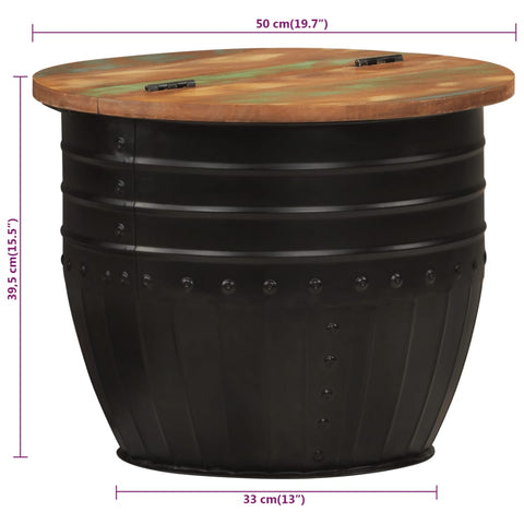 vidaXL Coffee Table Black 50x39.5 cm Solid Wood Reclaimed