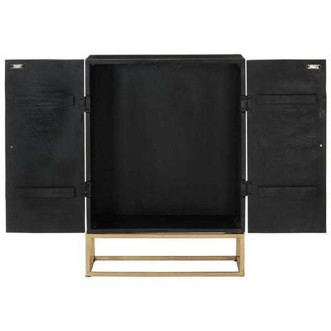 vidaXL Sideboard Black 55x34x75 cm Solid Wood Mango and Iron