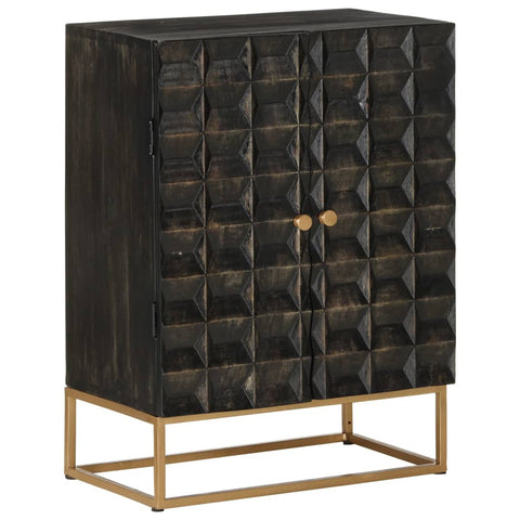 vidaXL Sideboard Black 55x34x75 cm Solid Wood Mango and Iron