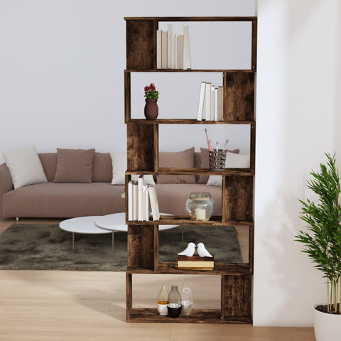 vidaXL Book Cabinet/Room Divider Smoked Oak 80x24x192 cm Engineered Wood