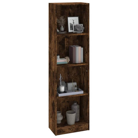 vidaXL 4-Tier Book Cabinet Smoked Oak 40x24x143 cm Engineered Wood