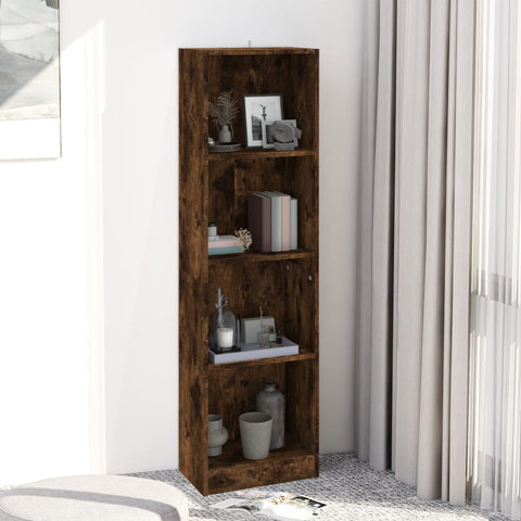vidaXL 4-Tier Book Cabinet Smoked Oak 40x24x143 cm Engineered Wood