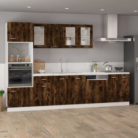 vidaXL Hanging Glass Cabinet Lyon Smoked Oak 40x31x60 cm Engineered Wood