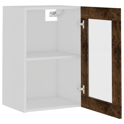vidaXL Hanging Glass Cabinet Lyon Smoked Oak 40x31x60 cm Engineered Wood