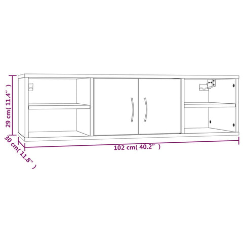 vidaXL Wall Shelf Grey Sonoma 102x30x29 cm Engineered Wood
