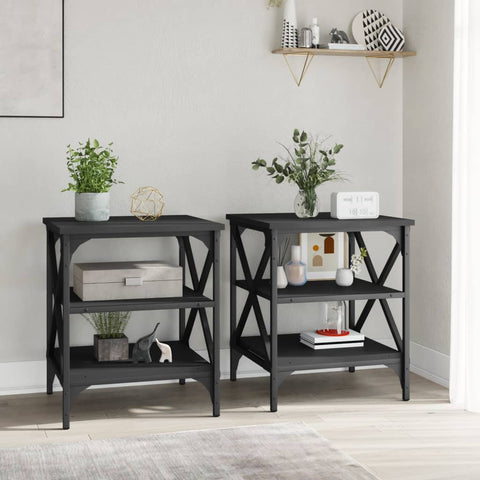vidaXL Side Tables 2 pcs Black 40x42x50 cm Engineered Wood