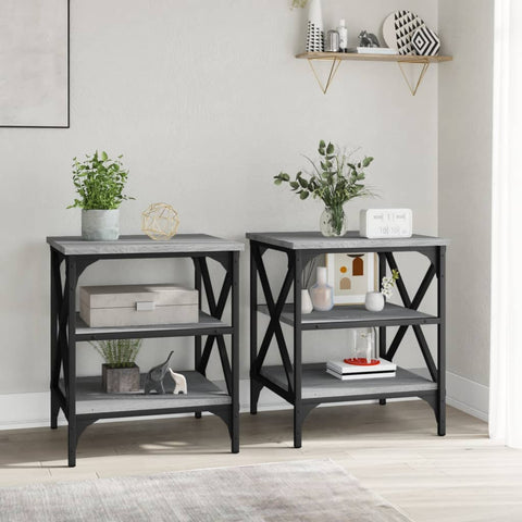 vidaXL Side Tables 2 pcs Grey Sonoma 40x42x50 cm Engineered Wood