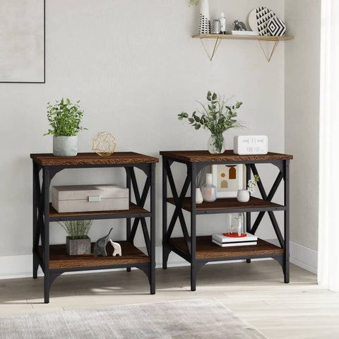 vidaXL Side Tables 2 pcs Brown Oak 40x42x50 cm Engineered Wood