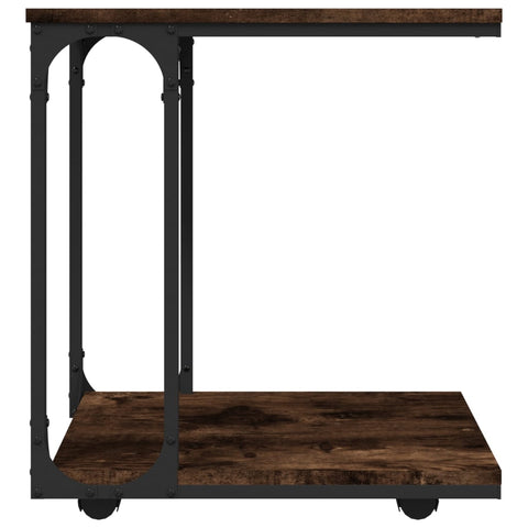 vidaXL Side Table with Wheels Smoked Oak 50x35x55.5cm Engineered Wood
