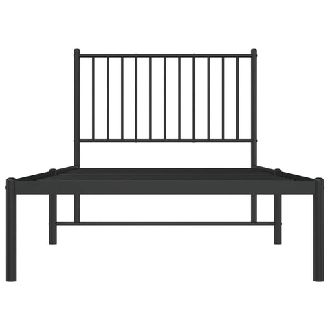 vidaXL Metal Bed Frame without Mattress with Headboard Black 90x200cm