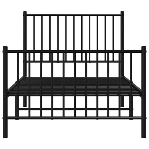 vidaXL Metal Bed Frame without Mattress with Footboard Black 90x190cm