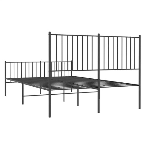 vidaXL Metal Bed Frame without Mattress with Footboard Black 140x200cm