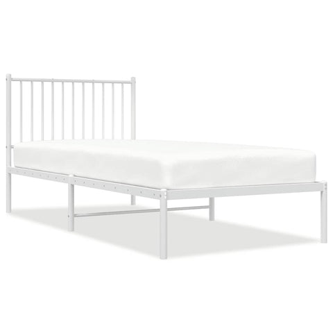 vidaXL Metal Bed Frame without Mattress with Headboard White 90x200cm
