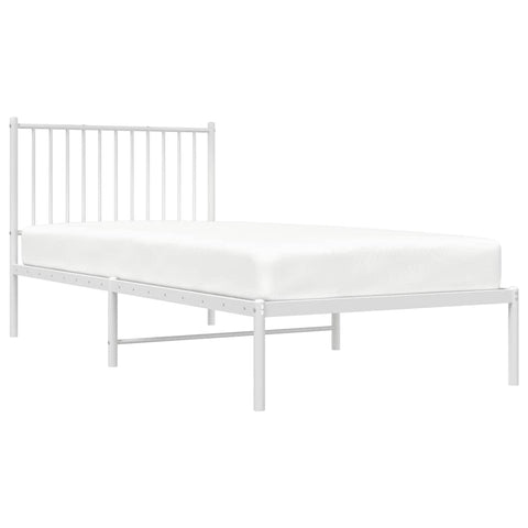 vidaXL Metal Bed Frame without Mattress with Headboard White 90x200cm
