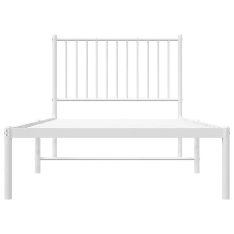 vidaXL Metal Bed Frame without Mattress with Headboard White 90x200cm