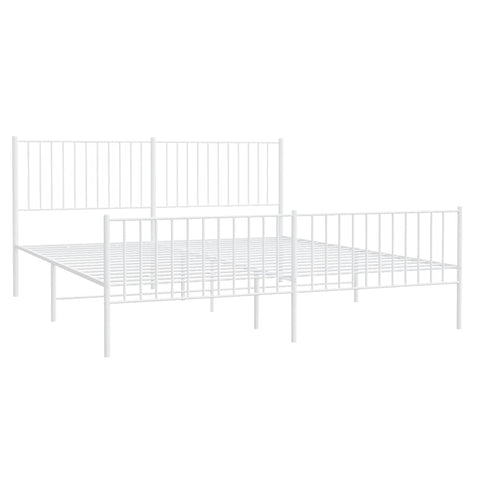 vidaXL Metal Bed Frame without Mattress with Footboard White 183x213cm
