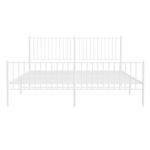 vidaXL Metal Bed Frame without Mattress with Footboard White 183x213cm