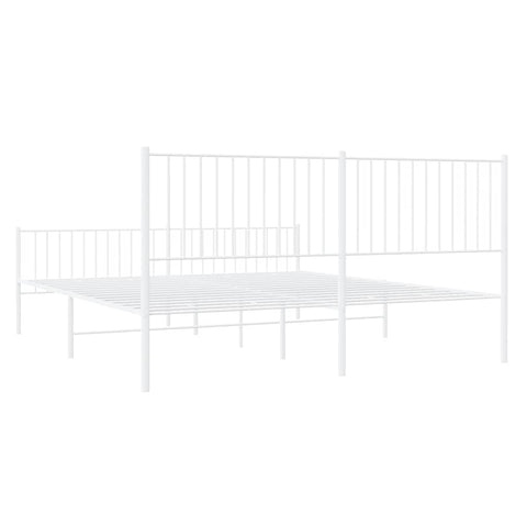 vidaXL Metal Bed Frame without Mattress with Footboard White 183x213cm