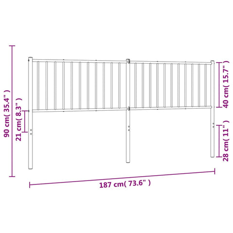 vidaXL Metal Headboard White 180 cm