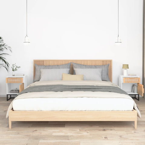 vidaXL Bedside Cabinets 2 pcs White 40x30x55.5 cm Engineered Wood&Iron
