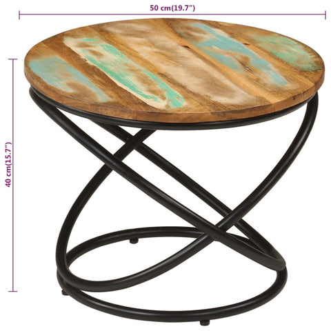 vidaXL Coffee Table Ø50x40 cm Solid Wood Reclaimed and Steel