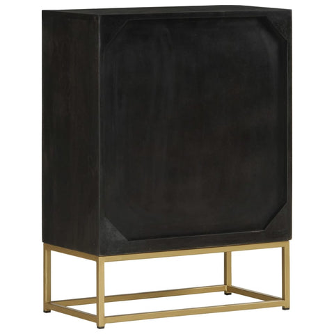 vidaXL Sideboard with 2 Doors Black&Gold 55x30x75 cm Solid Wood Mango
