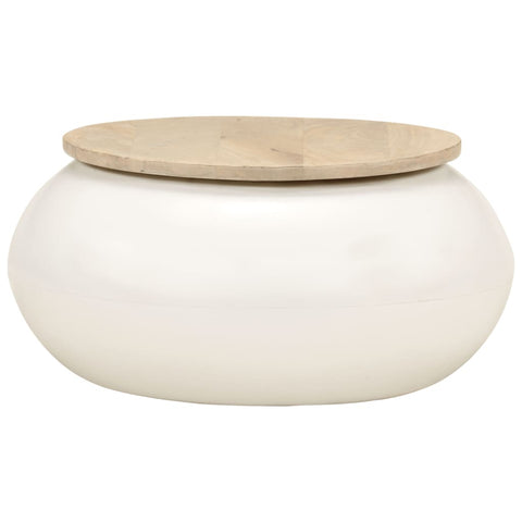 vidaXL Coffee Table White 51x51x27 cm Solid Wood Mango
