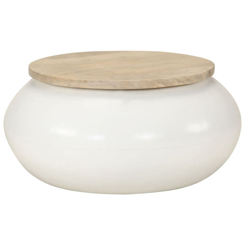 vidaXL Coffee Table White 51x51x27 cm Solid Wood Mango