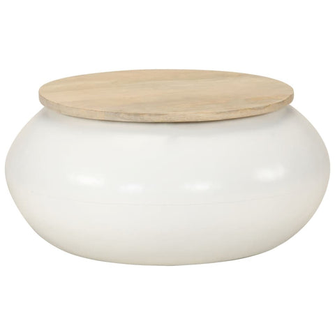 vidaXL Coffee Table White 51x51x27 cm Solid Wood Mango