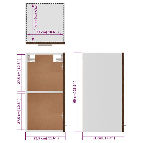 vidaXL Hanging Cabinet Lyon Brown Oak 29.5x31x60 cm Engineered Wood