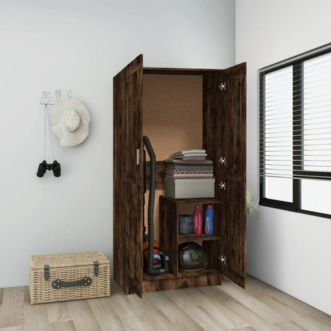 vidaXL Wardrobe Smoked Oak 82.5x51.5x180 cm Engineered Wood