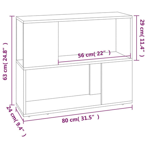 vidaXL Book Cabinet/Room Divider Brown Oak 80x24x63 cm