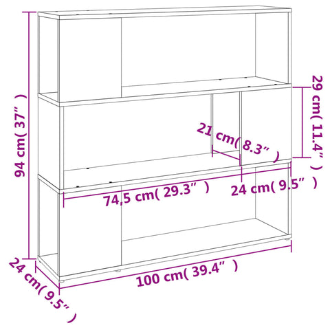 vidaXL Book Cabinet/Room Divider Brown Oak 100x24x94 cm