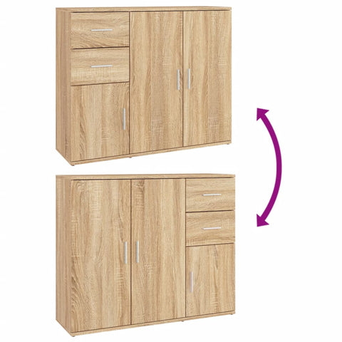 vidaXL Sideboard Sonoma Oak 91x29.5x75 cm Engineered Wood