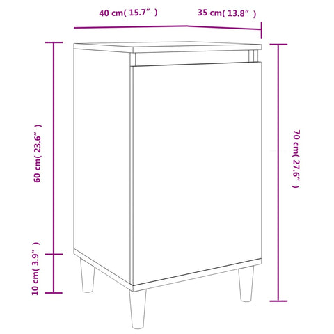 vidaXL Bedside Cabinet High Gloss White 40x35x70 cm Engineered Wood