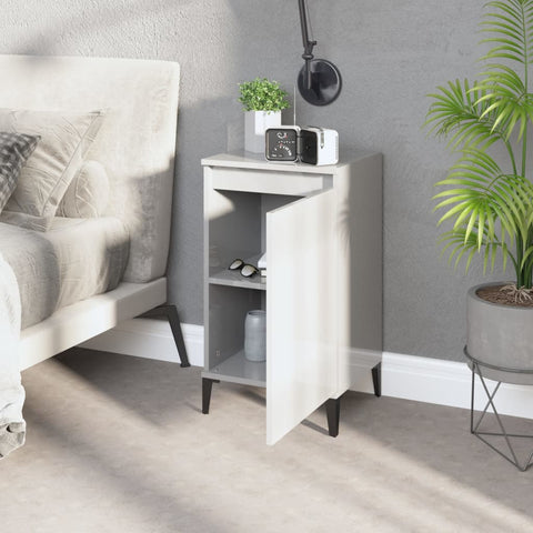 vidaXL Bedside Cabinet High Gloss White 40x35x70 cm Engineered Wood