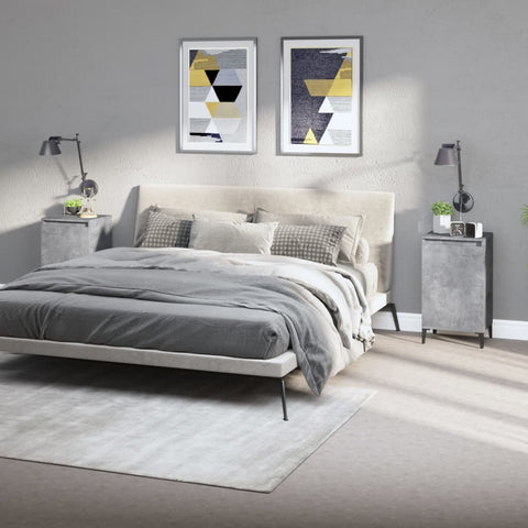 vidaXL Bedside Cabinets 2 pcs Concrete Grey 40x35x70 cm Engineered Wood