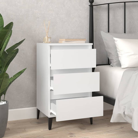 vidaXL Bedside Cabinet White 40x35x70 cm Engineered Wood