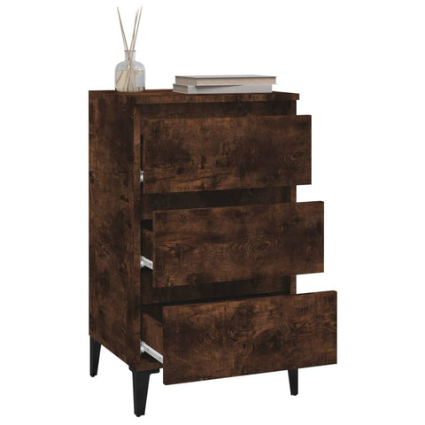 vidaXL Bedside Cabinet Smoked Oak 40x35x70 cm Engineered Wood
