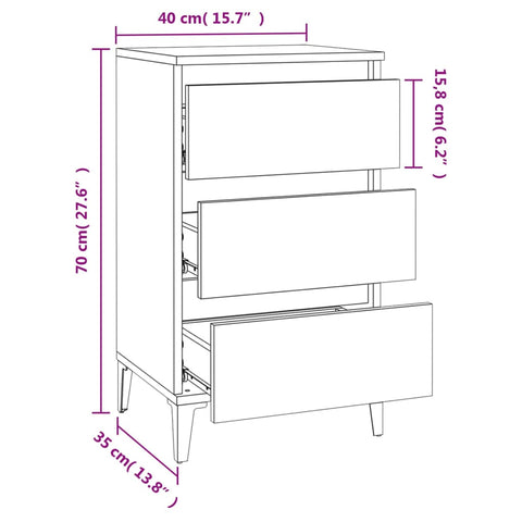 vidaXL Bedside Cabinet Grey Sonoma 40x35x70 cm Engineered Wood