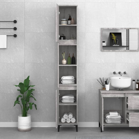 vidaXL Bathroom Cabinet Grey Sonoma 30x30x190 cm Engineered Wood