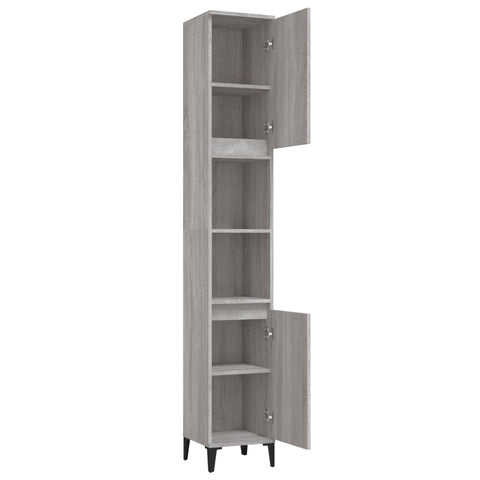 vidaXL Bathroom Cabinet Grey Sonoma 30x30x190 cm Engineered Wood